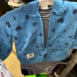 NWT Just One You by Carter's Nautical Blue Hoodie 3pc set